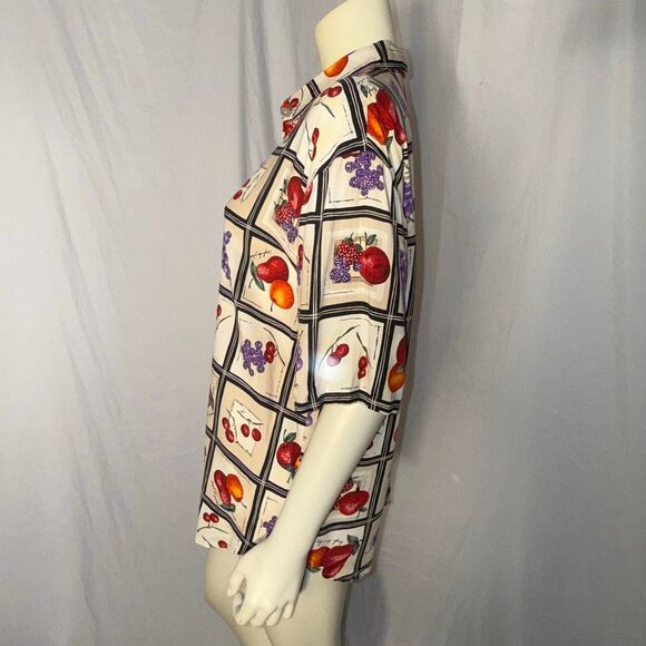 Vintage 90s Kathie Lee Fruit Print Button Down Blouse Women’s Size 14 – Grapes C - Picture 7 of 12